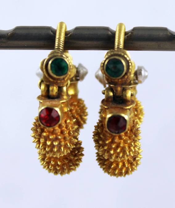 22K Yellow Gold Earrings, Huggies Hoop Kundal Indian Bali Handmade jewelry  | eBay