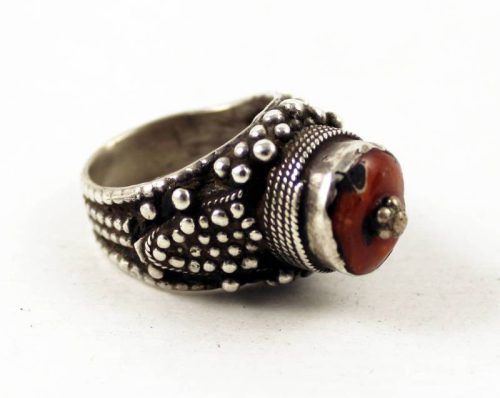Silver and coral ring Yemen