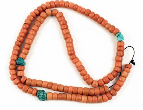 Turquoise and coral necklace, Ladakh, India