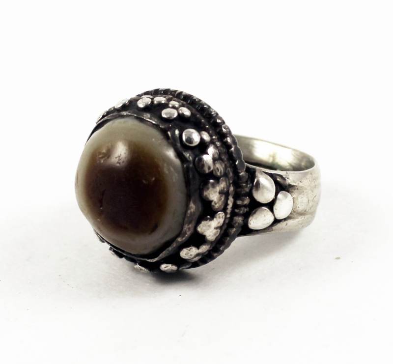 HIM115g-silver and eye agate Tibetan ring(2) silver-and-eye-agate-Tibetan